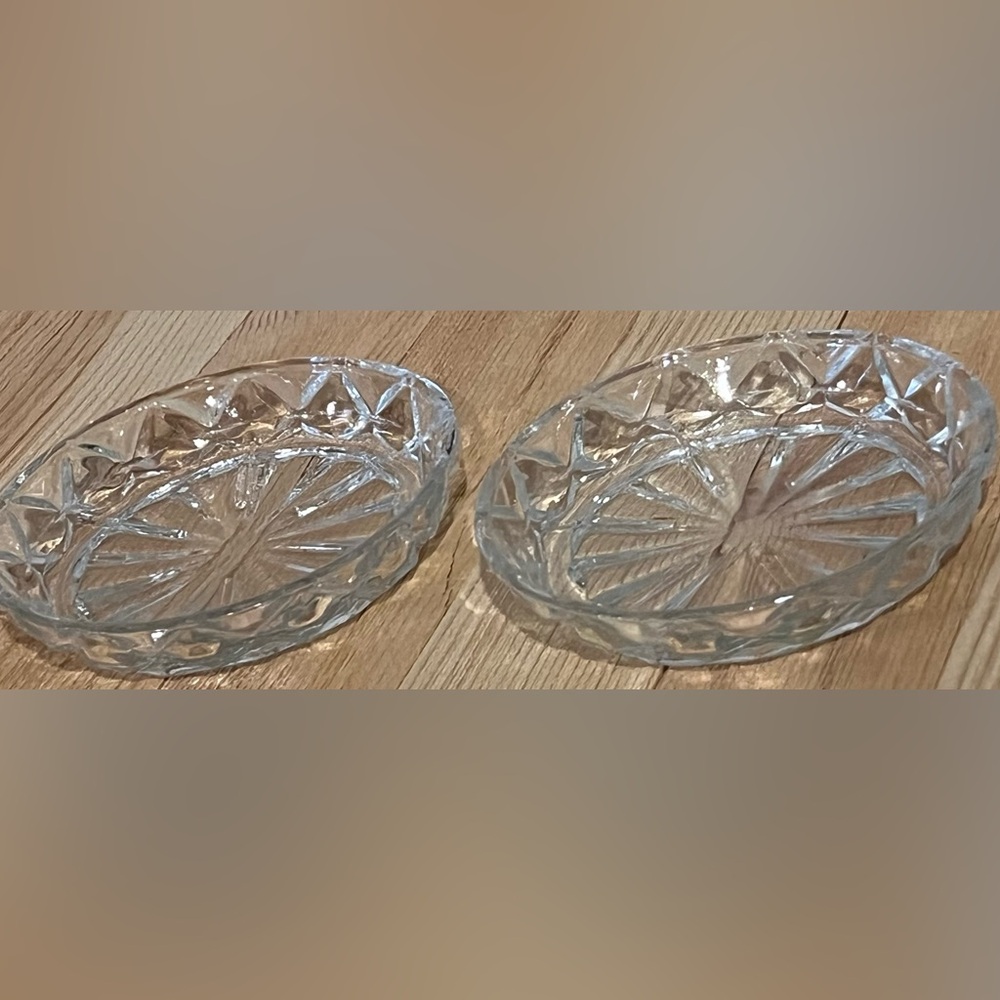 2 Small Glass Dishes/ drink coasters/ catch alls